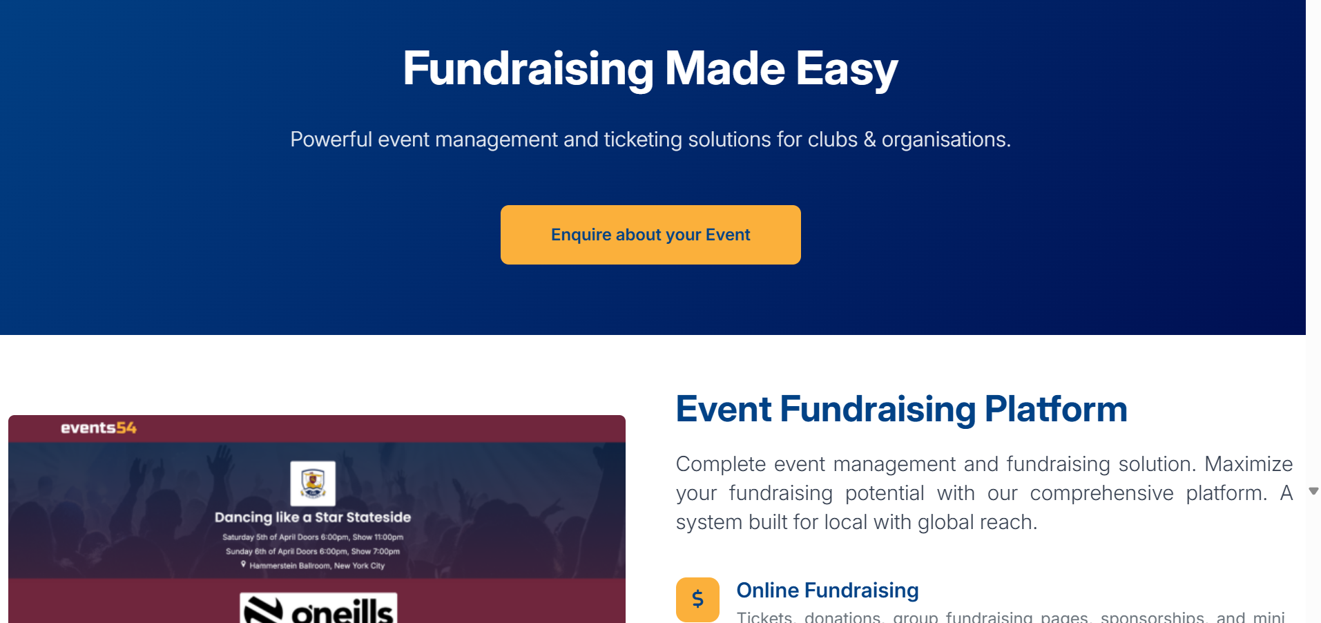 Desktop view preview of Events54